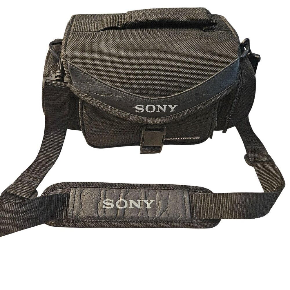 Sony Black Handycam Camera Bag Adjustable Strap Multiple Compartments pockets